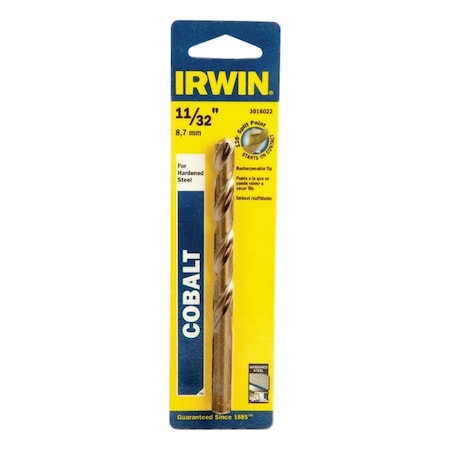 Irwin Irwin 11/32 in. X 4-3/4 in. L Cobalt Alloy Steel Drill Bit Straight Shank 1 pc 3016022